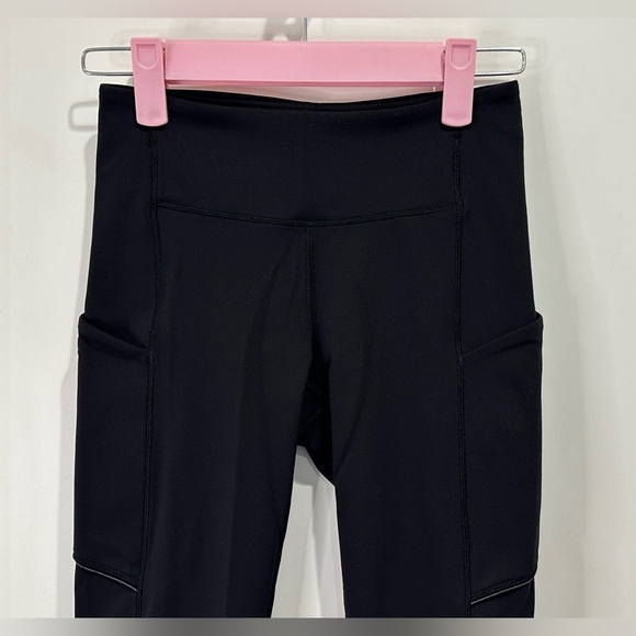 Lululemon Speed Up Crop Leggings 21” Black Side Pockets Mid Rise Size 2 Yoga - Picture 8 of 12